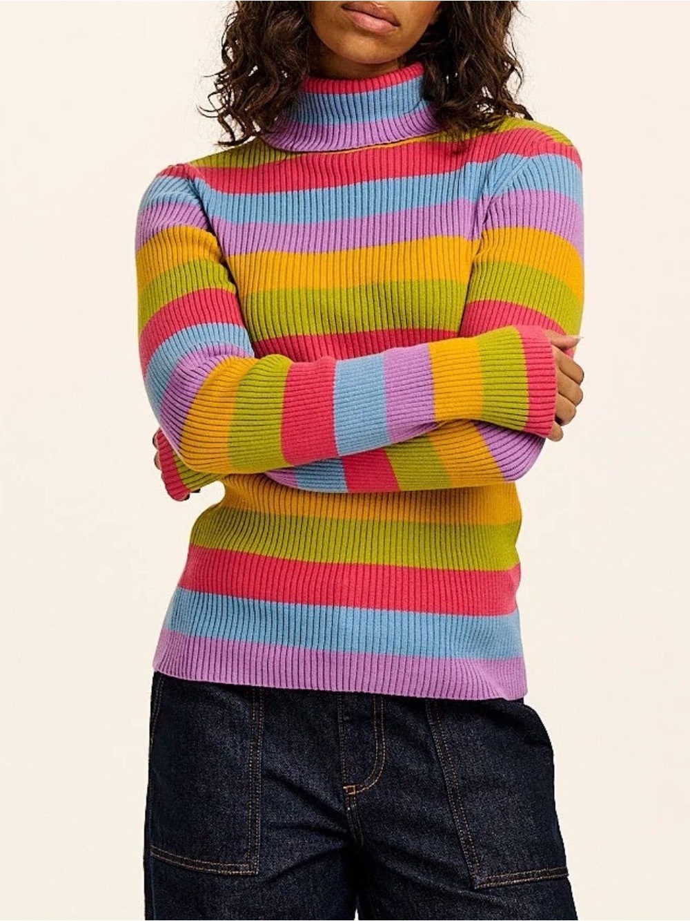 Lucy & Yak Rainbow Ribbed Turtleneck Sweater